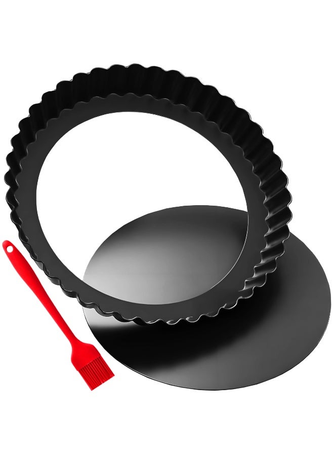 11 Inch Tart and Quiche Pan with Removable Bottom, Pie pans for baking, Non-stick Carbon Steel Quiche Pan for Pie, Mousse Cakes, Fruit and Desserts - Image 1